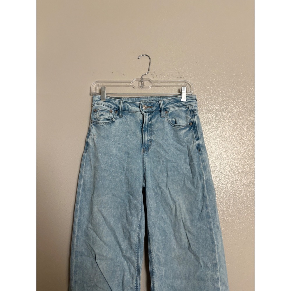 American Eagle Super High-Rise Baggy Wide Leg Jeans Light Wash Women's 0 Regular